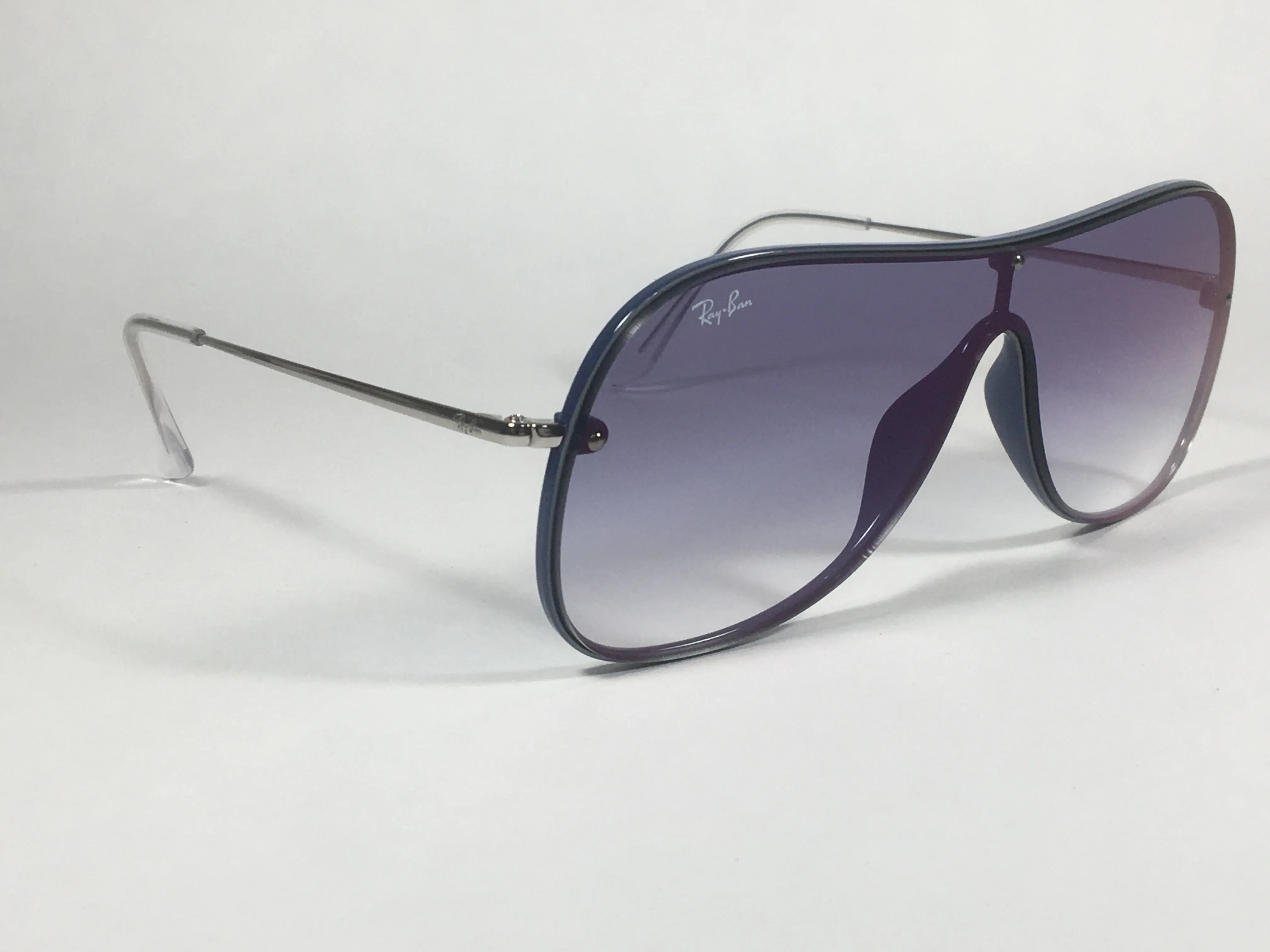 Ray-Ban Shield Sunglasses Silver Blue Frame Blue Gradient Lens RB4311N 6374/X0