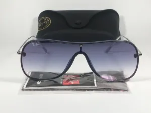Ray-Ban Shield Sunglasses Silver Blue Frame Blue Gradient Lens RB4311N 6374/X0