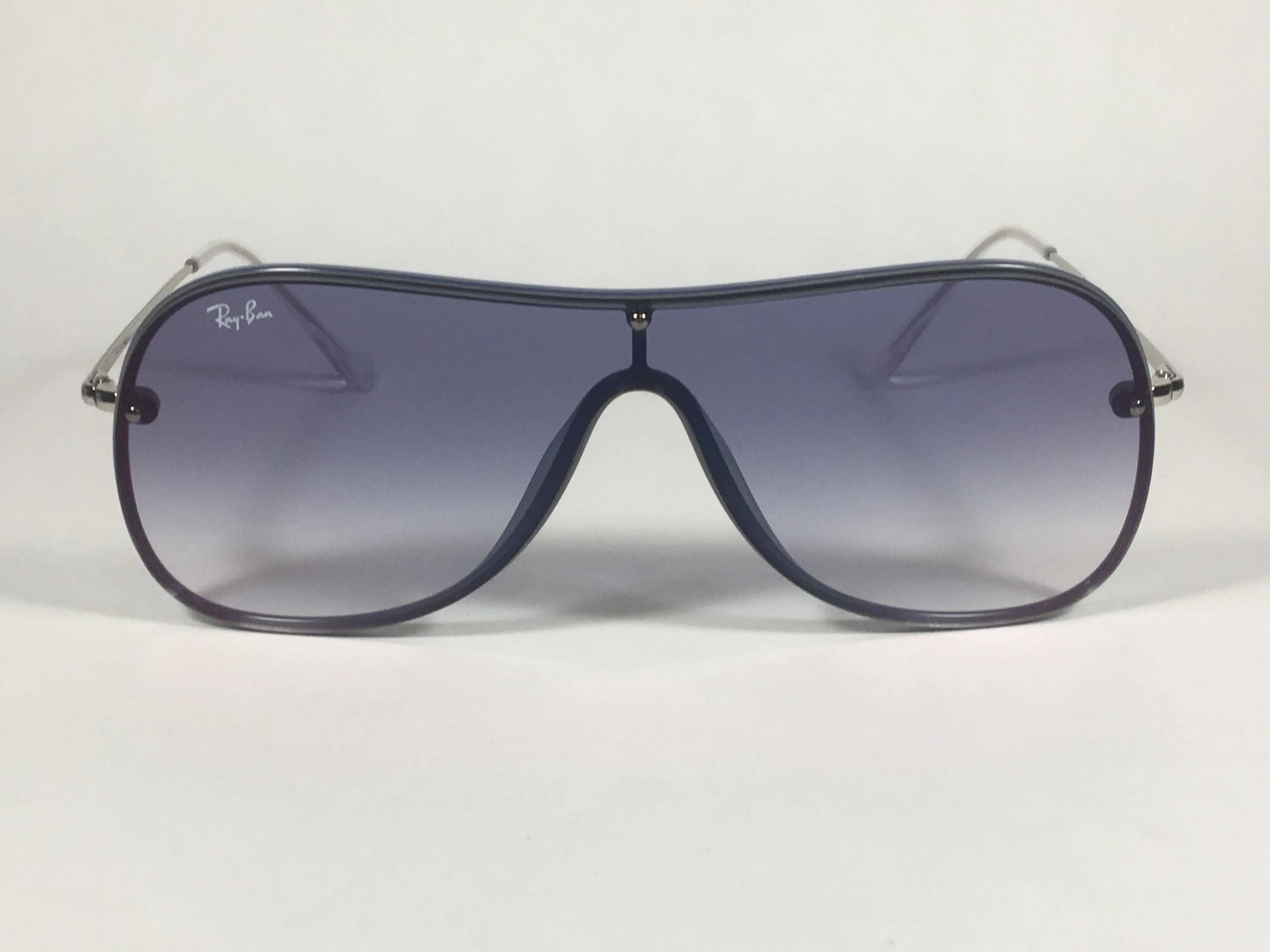 Ray-Ban Shield Sunglasses Silver Blue Frame Blue Gradient Lens RB4311N 6374/X0