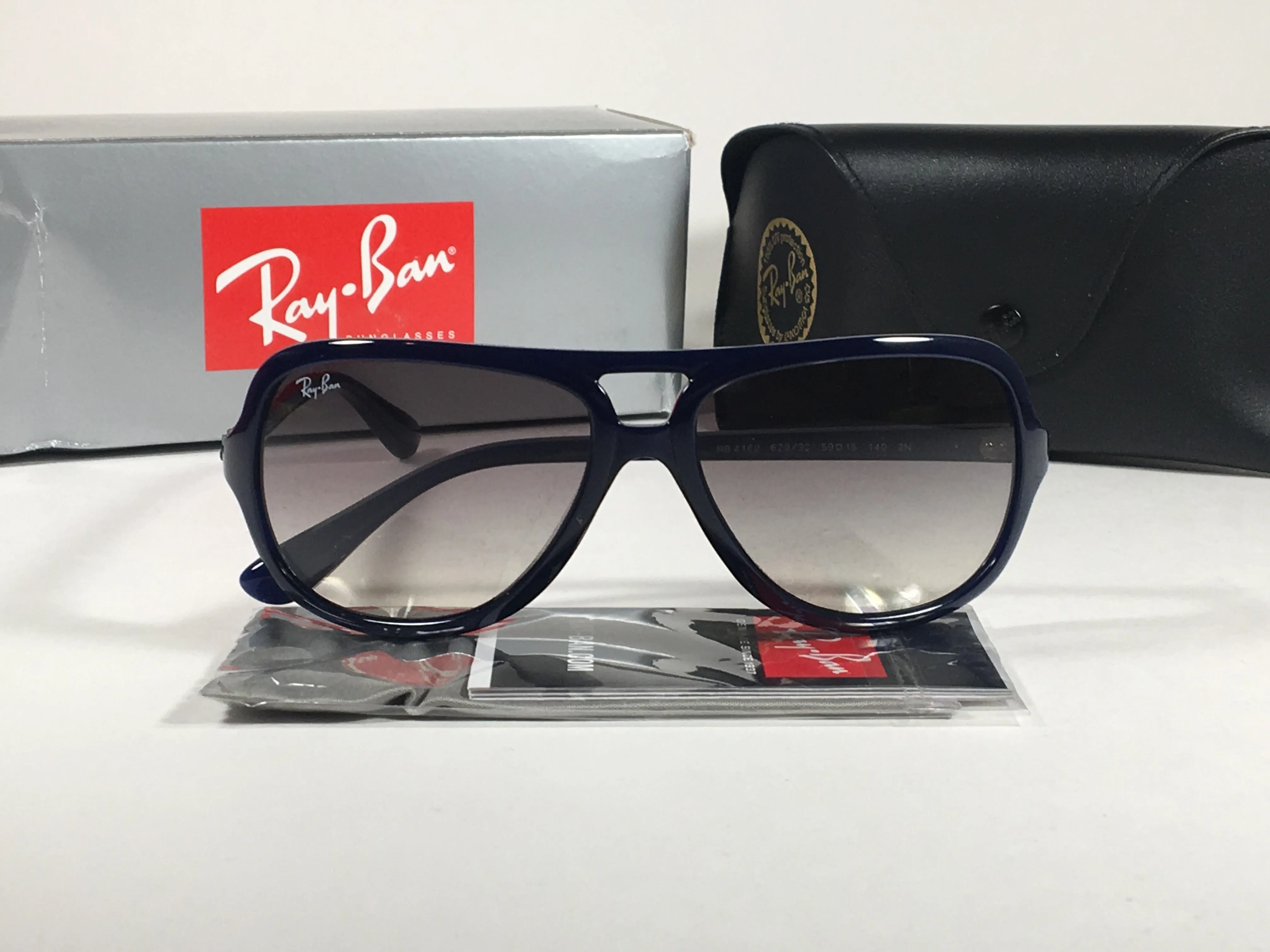 Ray-Ban Turbo Aviator Sunglasses Navy Blue Nylon Frame Gray Gradient Lens RB4162 629/32