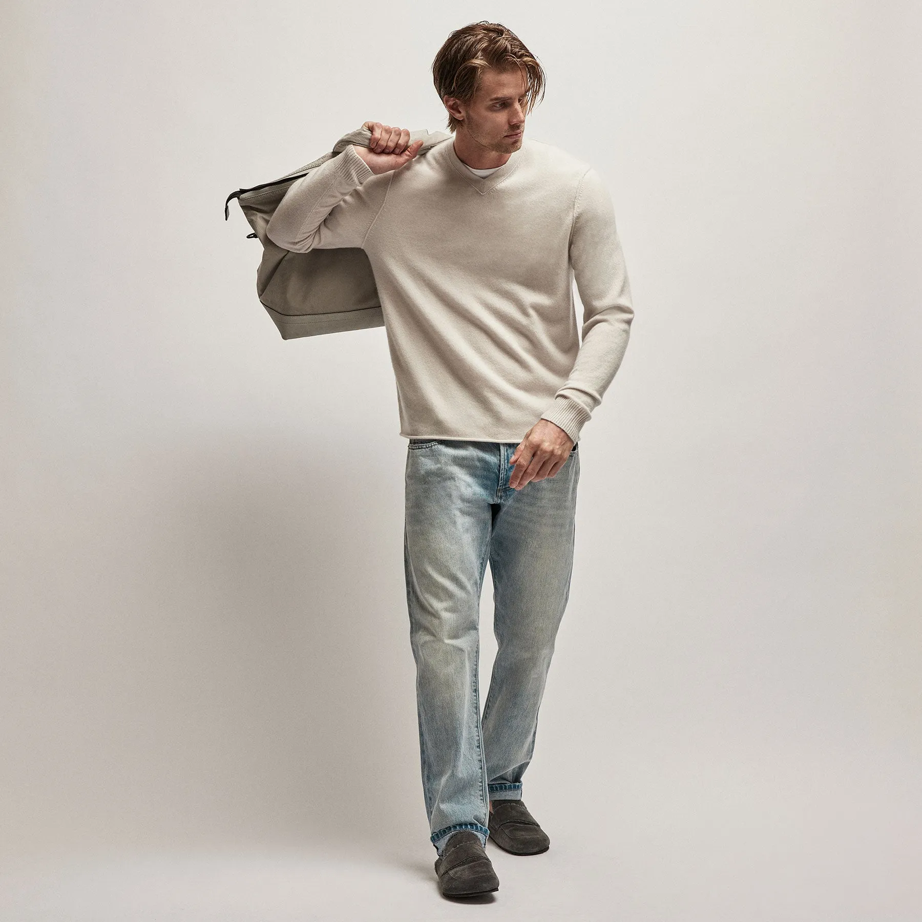 Recycled Cashmere V Sweater - Pearl