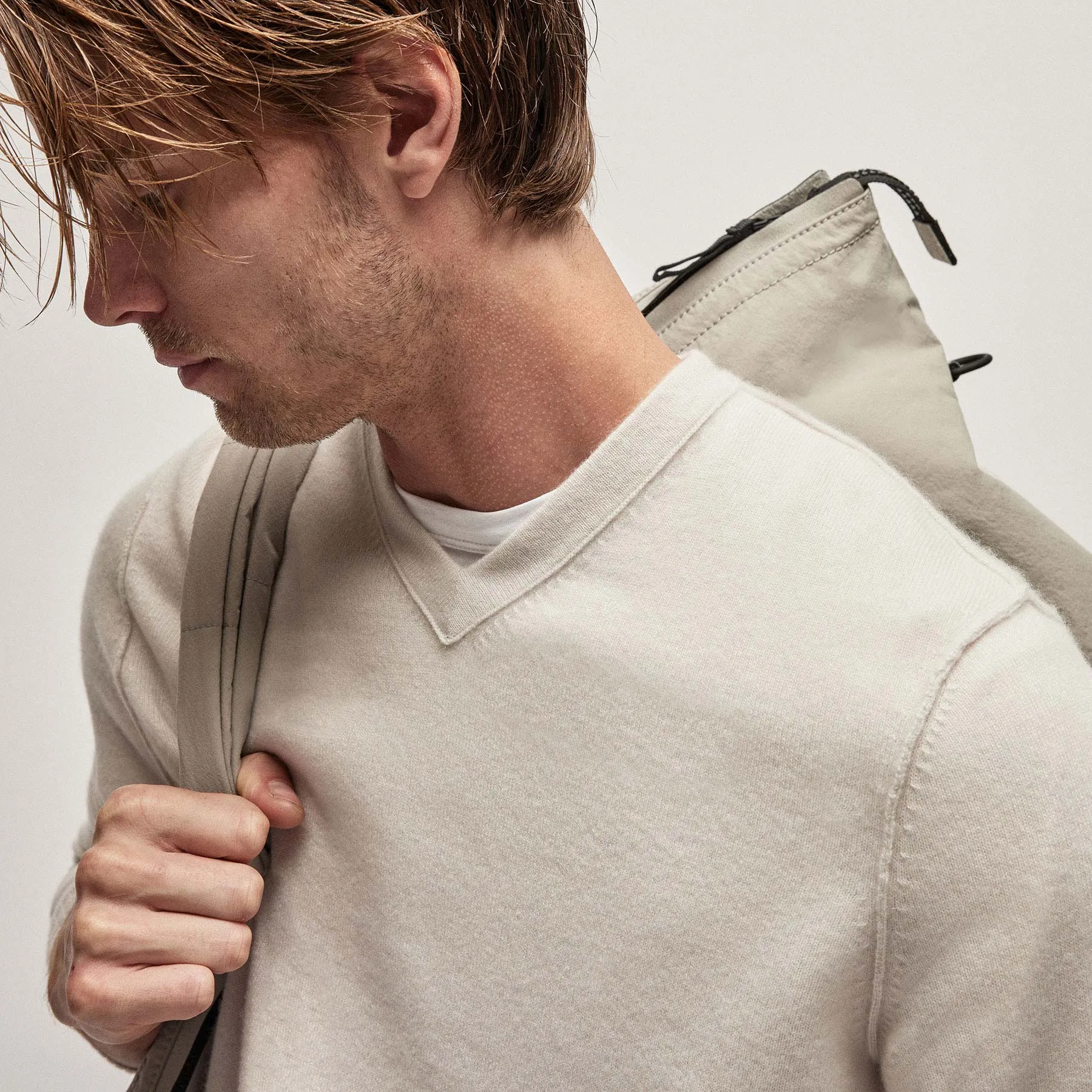 Recycled Cashmere V Sweater - Pearl