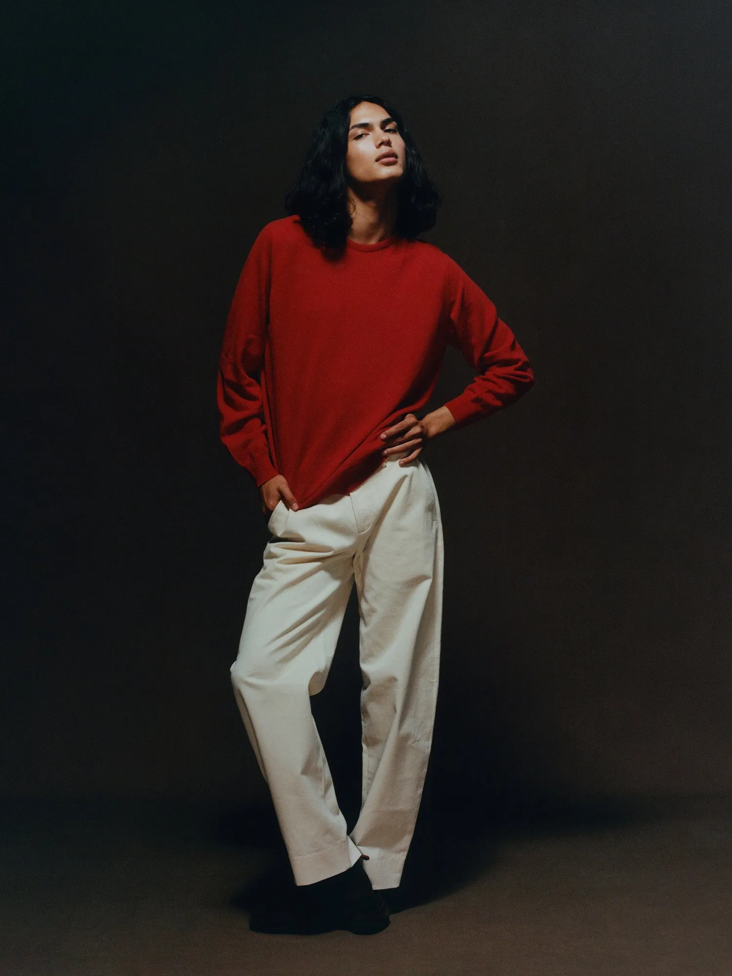 Red 100% Cashmere Crewneck Sweater