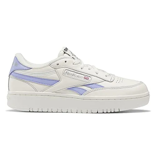 Reebok Women's Club C Double Revenge Sneaker, Chalk/Pink Glow/Silver Metallic, 5