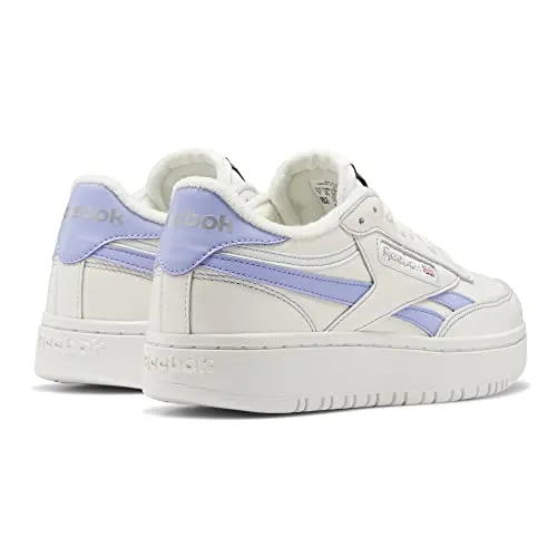 Reebok Women's Club C Double Revenge Sneaker, Chalk/Pink Glow/Silver Metallic, 5