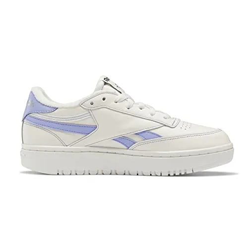 Reebok Women's Club C Double Revenge Sneaker, Chalk/Pink Glow/Silver Metallic, 5