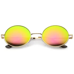 Retro 1990's Fashion Oval Mirrored Flat Lens Sunglasses C137