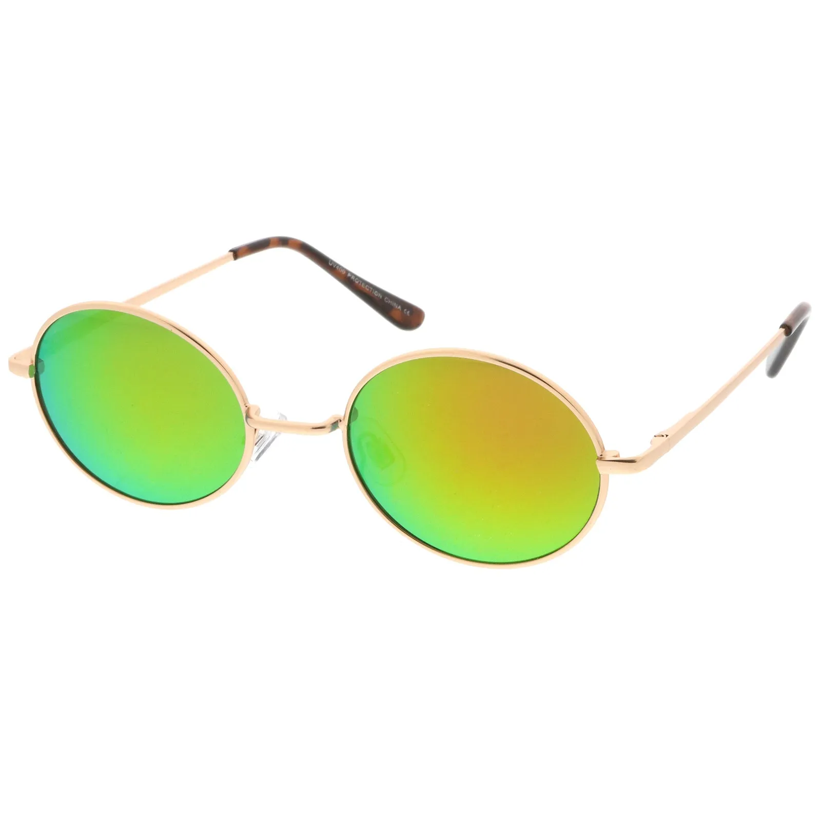 Retro 1990's Fashion Oval Mirrored Flat Lens Sunglasses C137