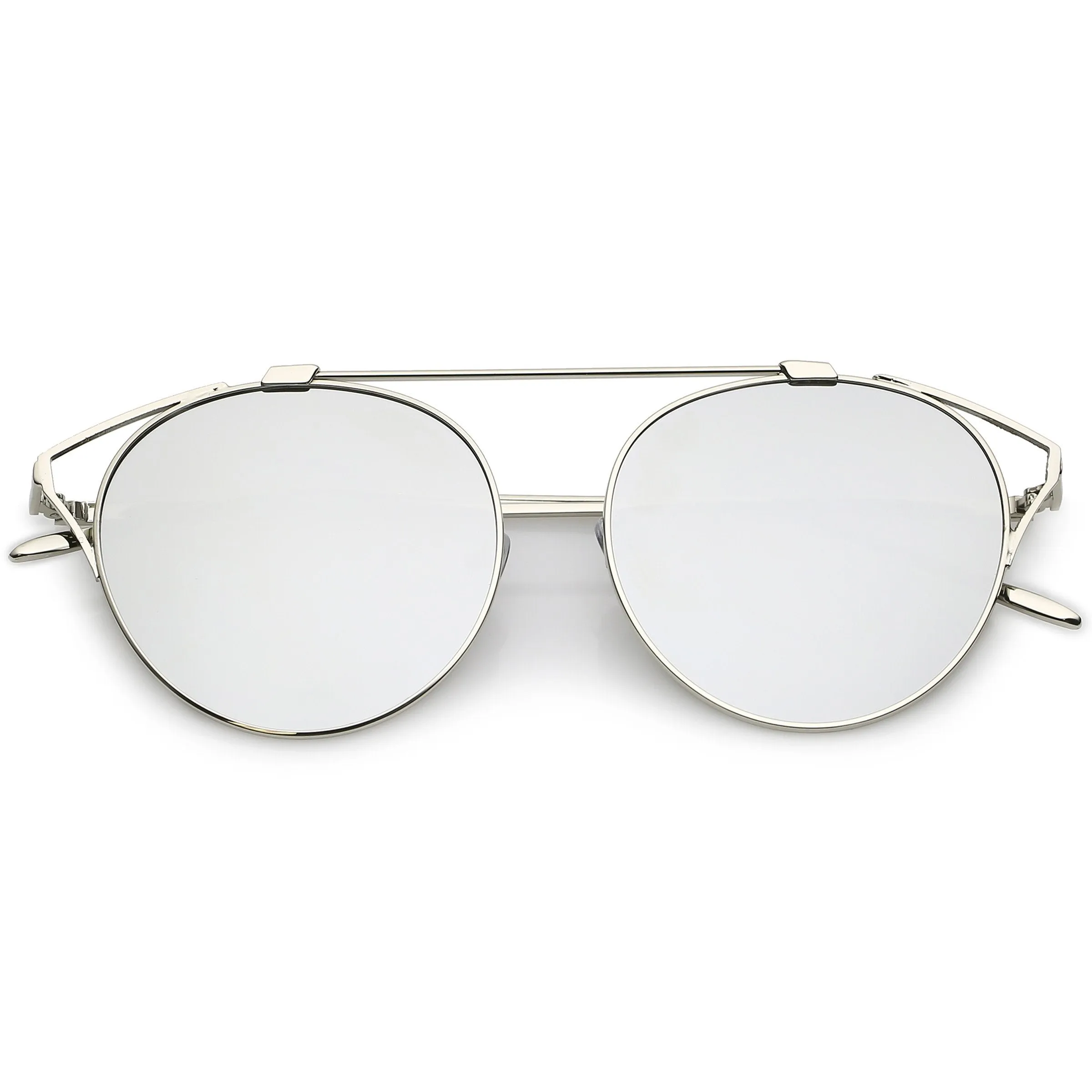 Retro Modern Round Wired Flat Lens Aviator Sunglasses C395