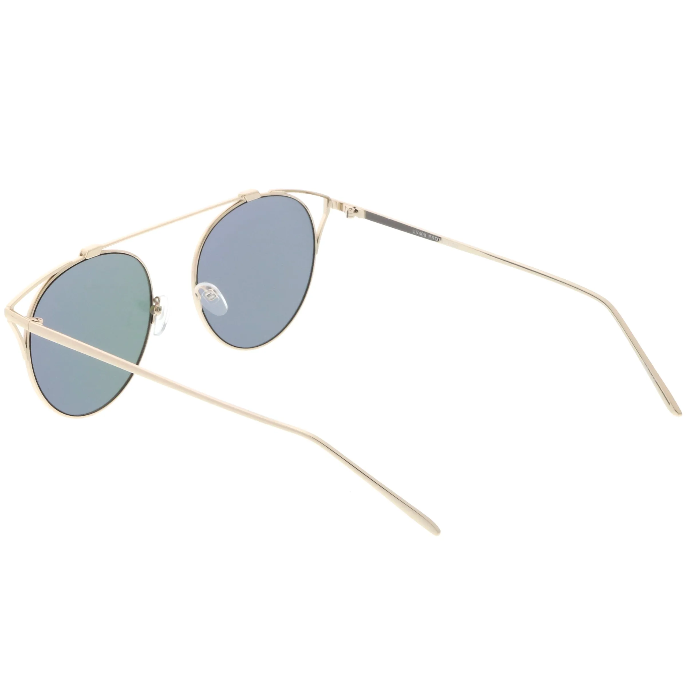 Retro Modern Round Wired Flat Lens Aviator Sunglasses C395
