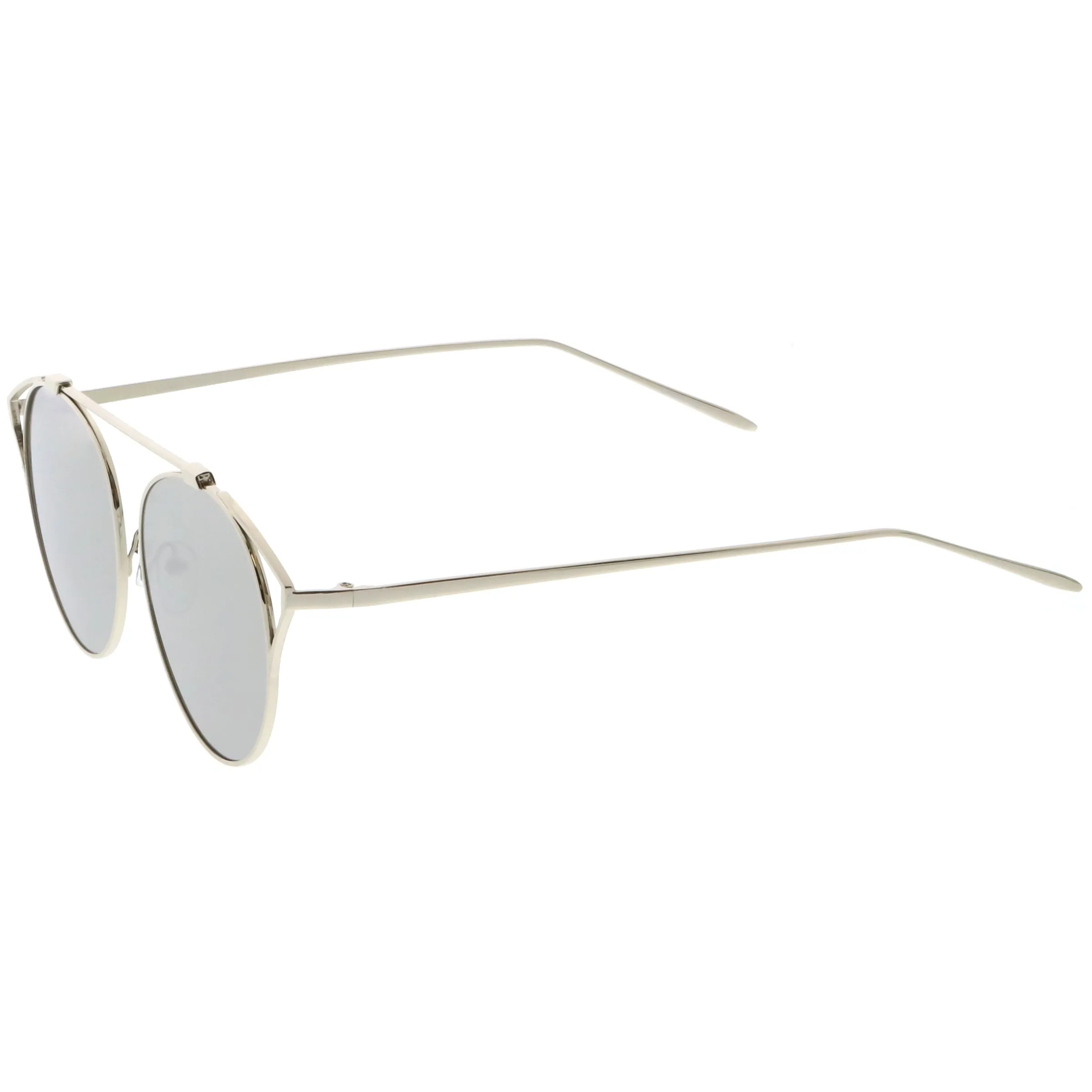 Retro Modern Round Wired Flat Lens Aviator Sunglasses C395