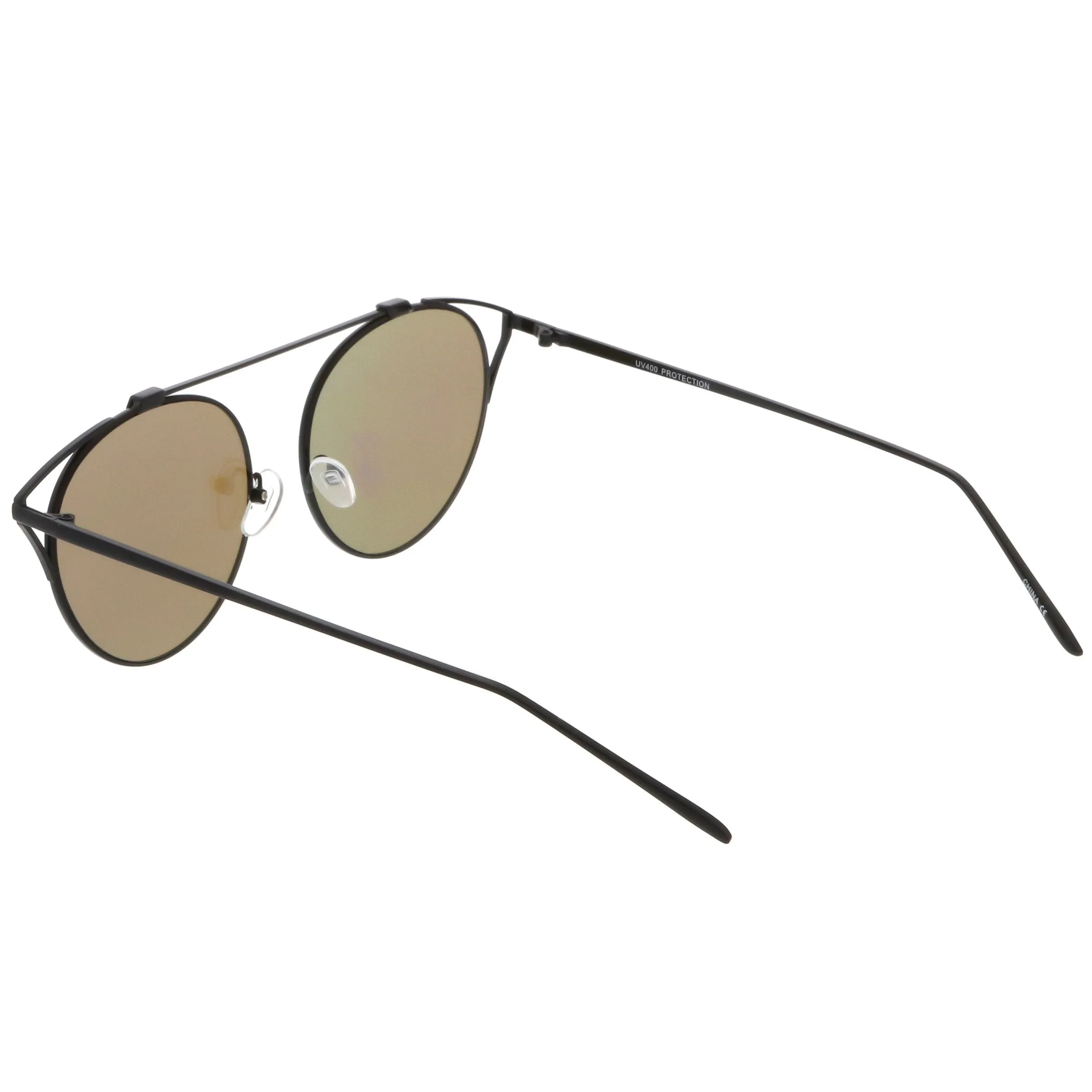 Retro Modern Round Wired Flat Lens Aviator Sunglasses C395