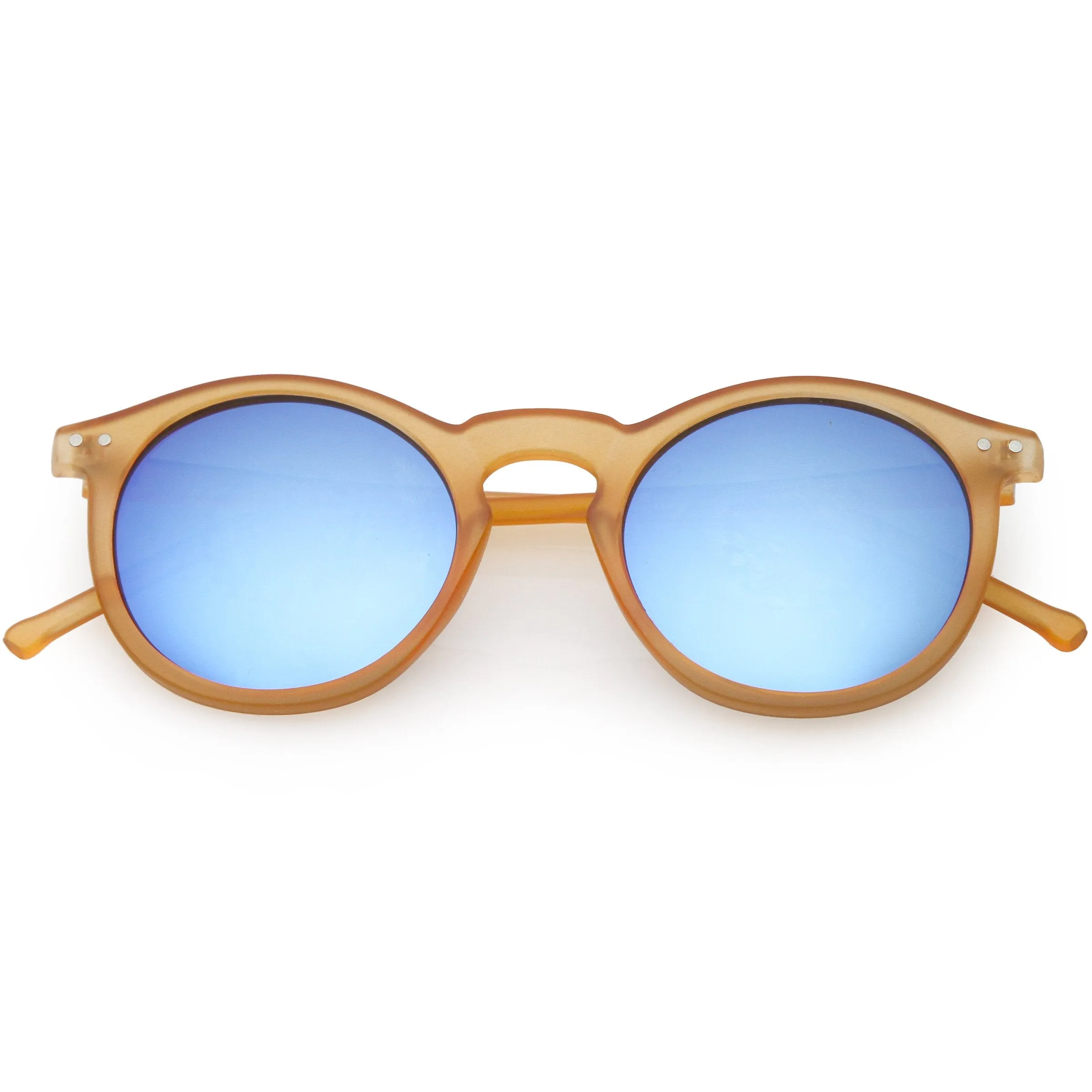 Retro Round Horned Rim Flash Mirrored Lens Sunglasses C703