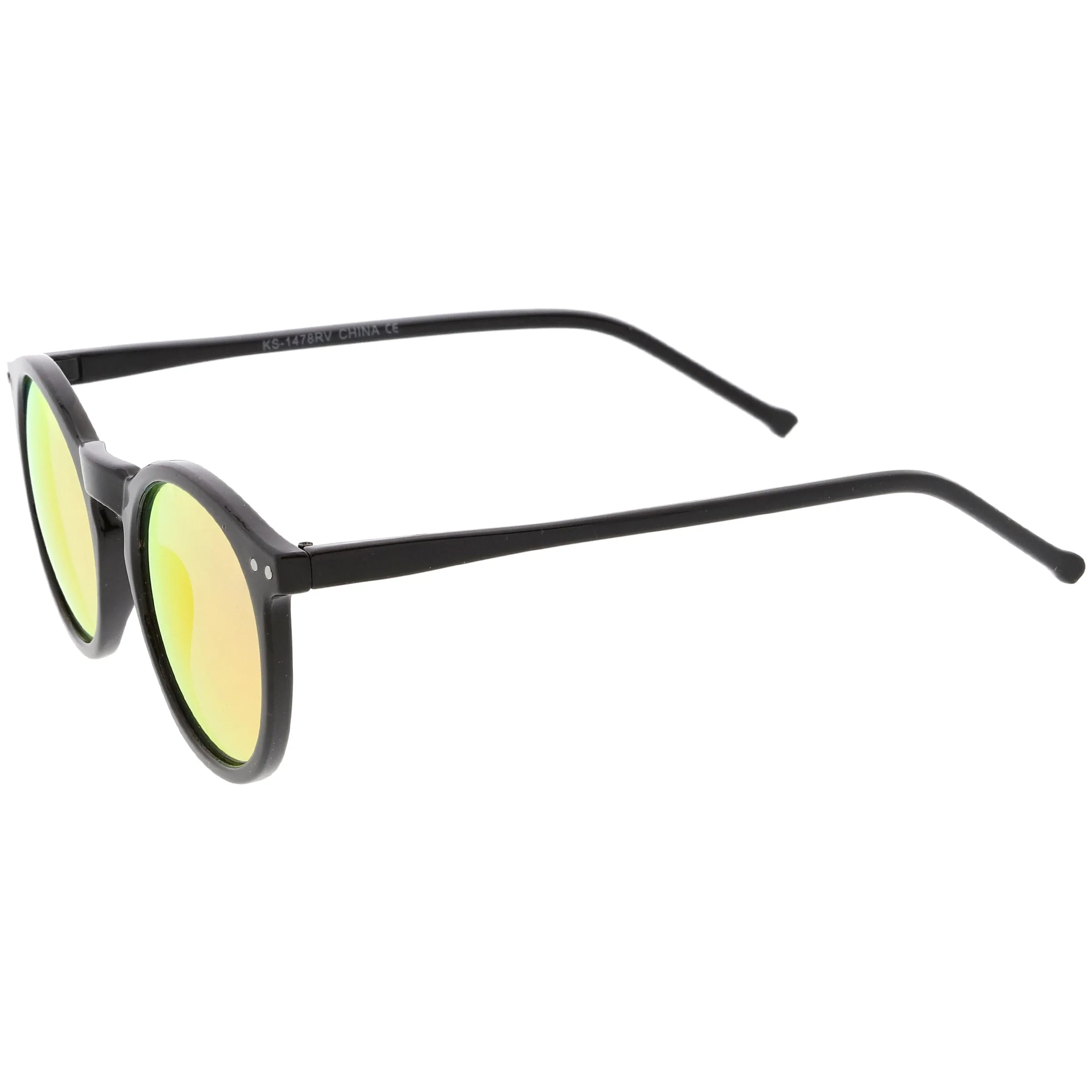 Retro Round Horned Rim Flash Mirrored Lens Sunglasses C703