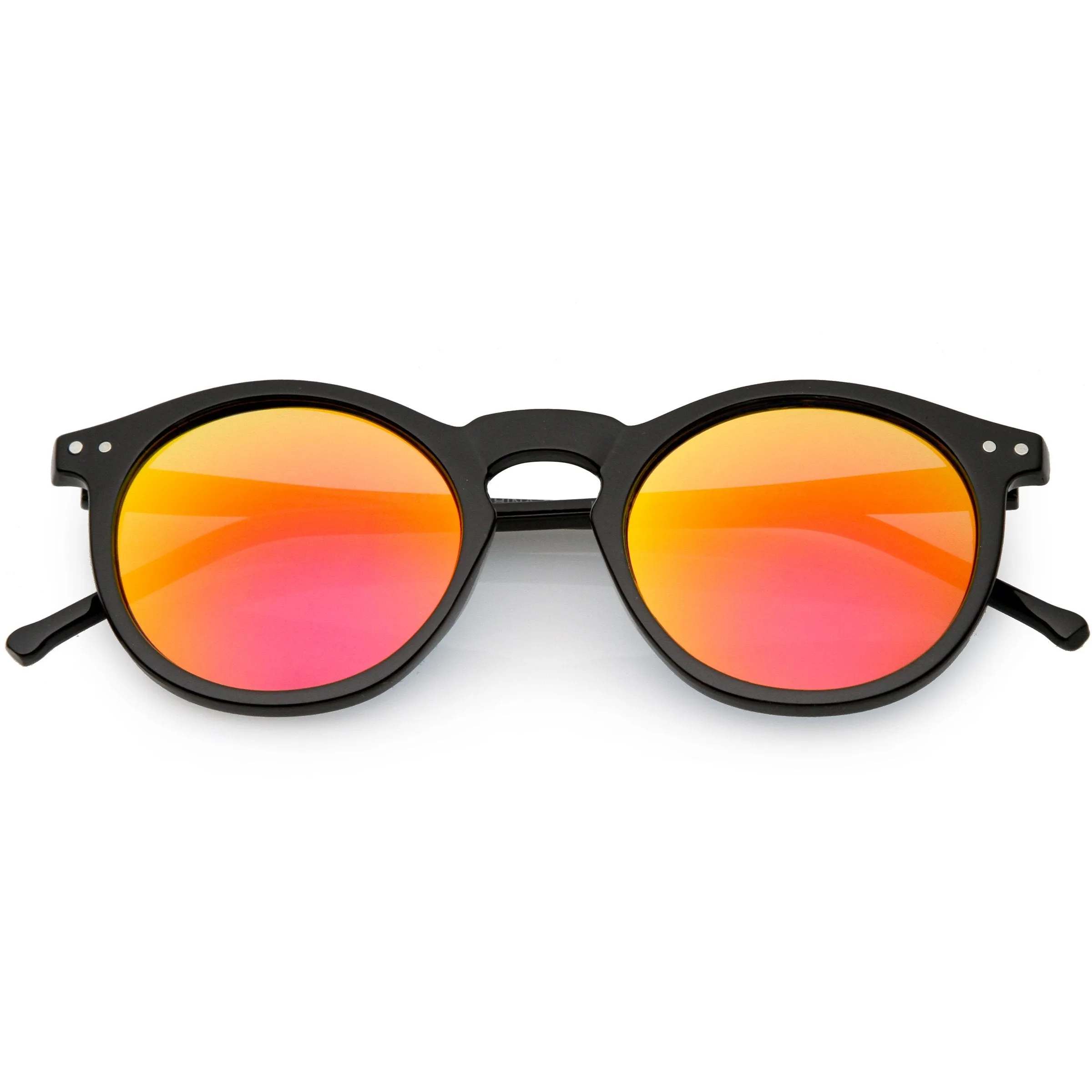 Retro Round Horned Rim Flash Mirrored Lens Sunglasses C703