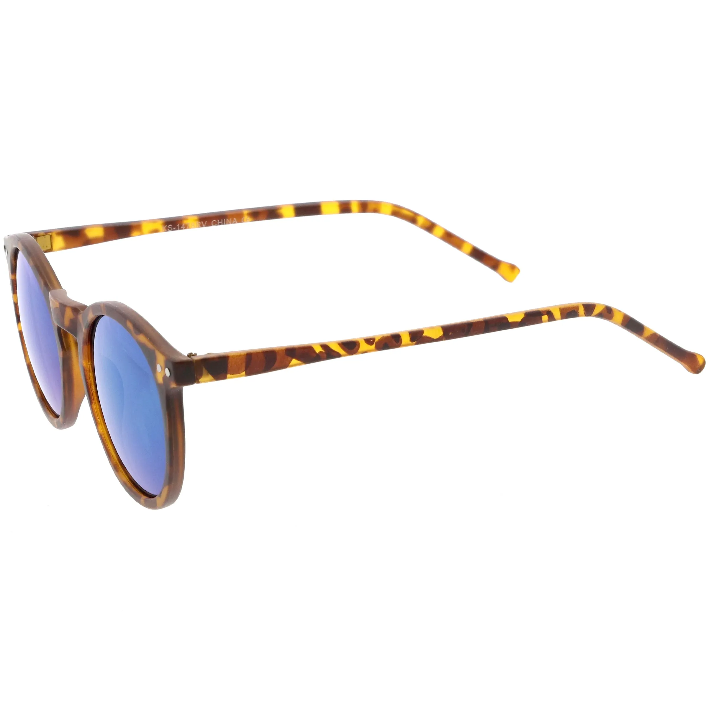 Retro Round Horned Rim Flash Mirrored Lens Sunglasses C703