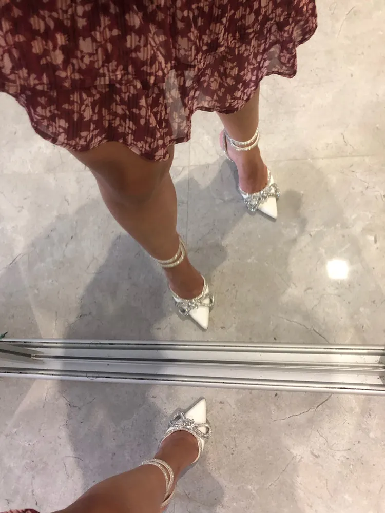 Rhinestone Bowknot Ankle Strap Heel