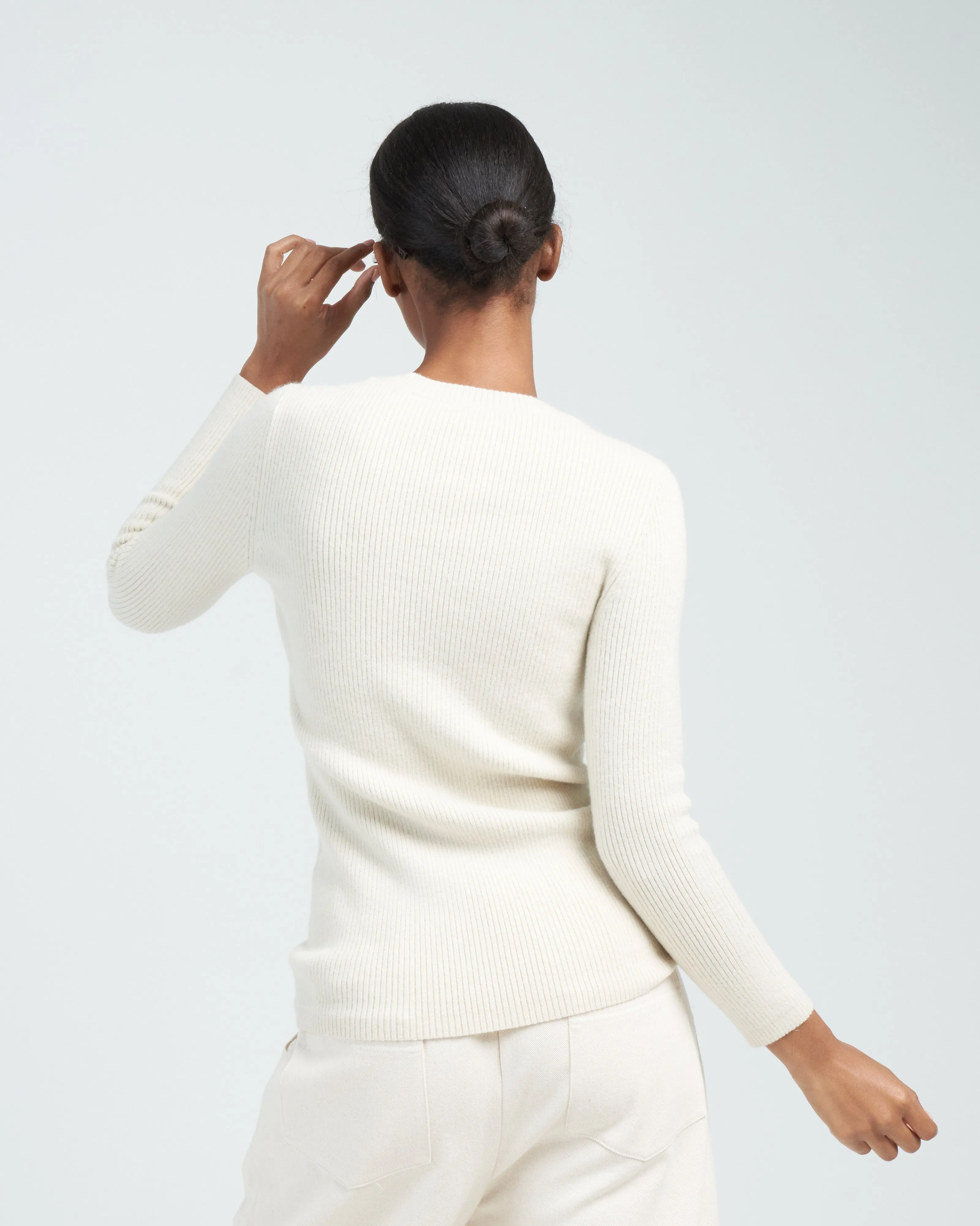rib 3/4 crewneck - raw white