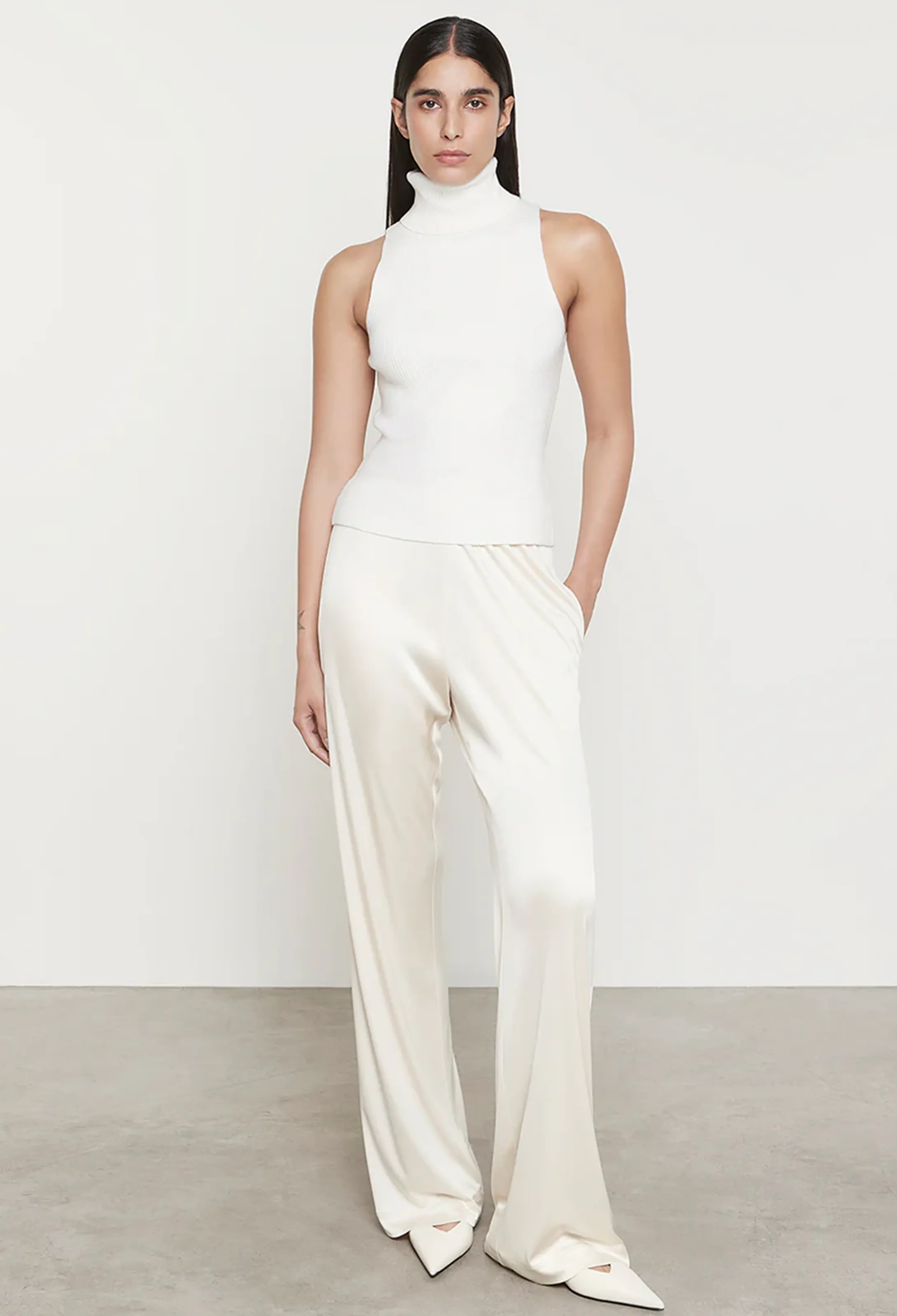 Rib Sleeveless Turtleneck Sweater