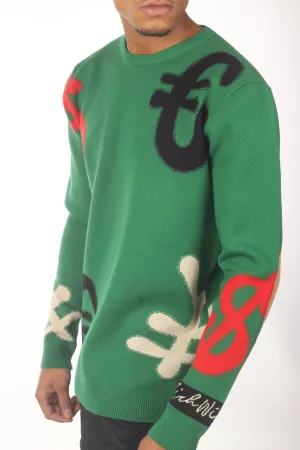 RichWierdo Knitted Currency.  Dress Sweater (Green)