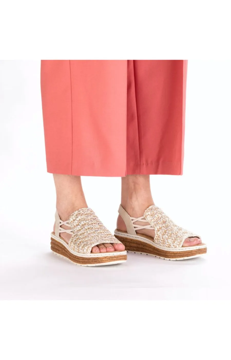 Rieker Woven Sandal in Beige