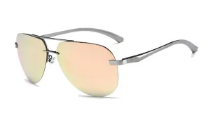 Rimless Aviator Sunglasses for Men - Stylish Gasoline Finish