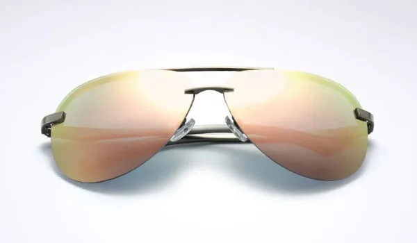Rimless Aviator Sunglasses for Men - Stylish Gasoline Finish