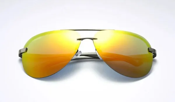 Rimless Orange Aviator Sunglasses for Men - Classy  Stylish Eyewear