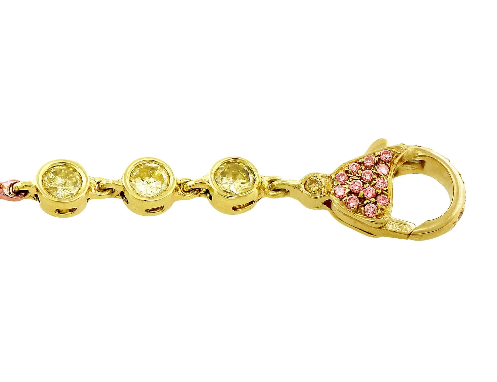 Rivière 18K Gold 4.09ctw Multicolor Diamond Bracelet