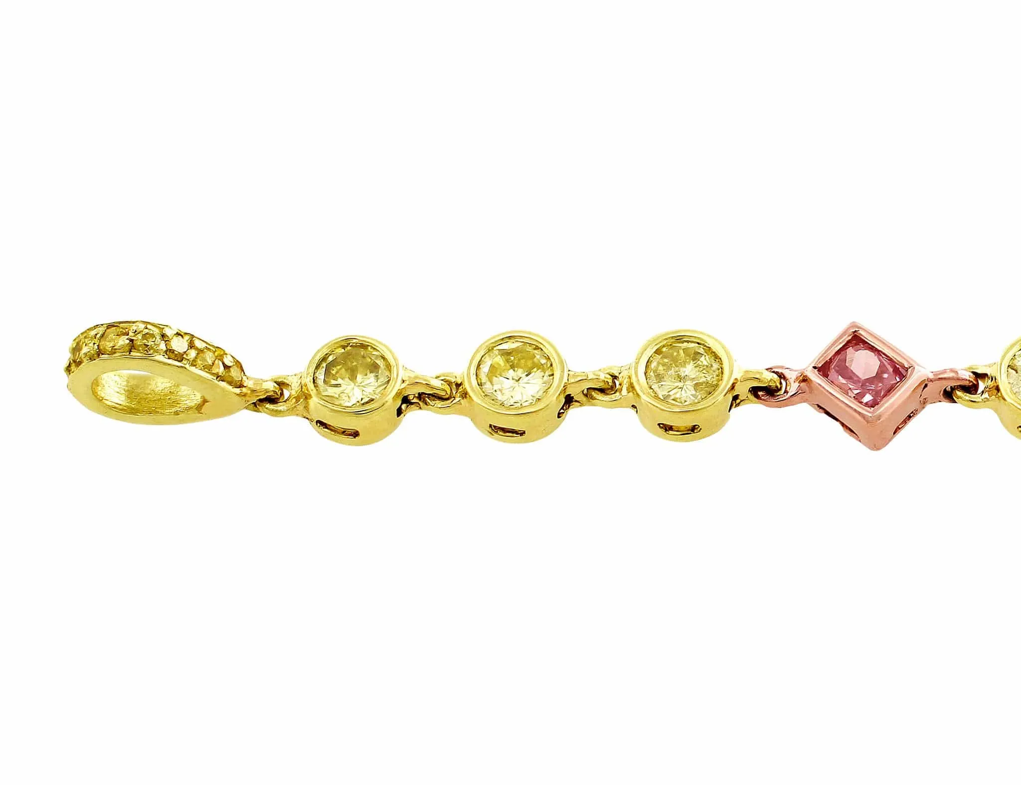 Rivière 18K Gold 4.09ctw Multicolor Diamond Bracelet