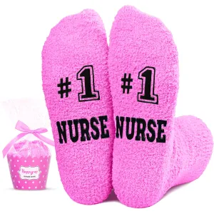 RN Gifts For Nurse Day - CNA Gifts Future Nurse Gifts, Fuzzy Nurse Off Duty Socks Women In Pink