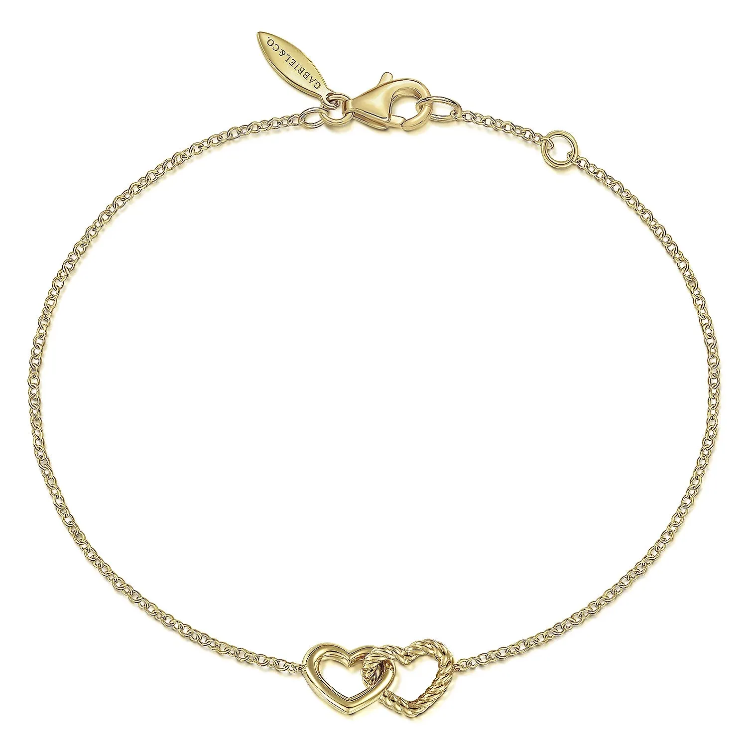 Rope Entwined Hearts Chain Bracelet