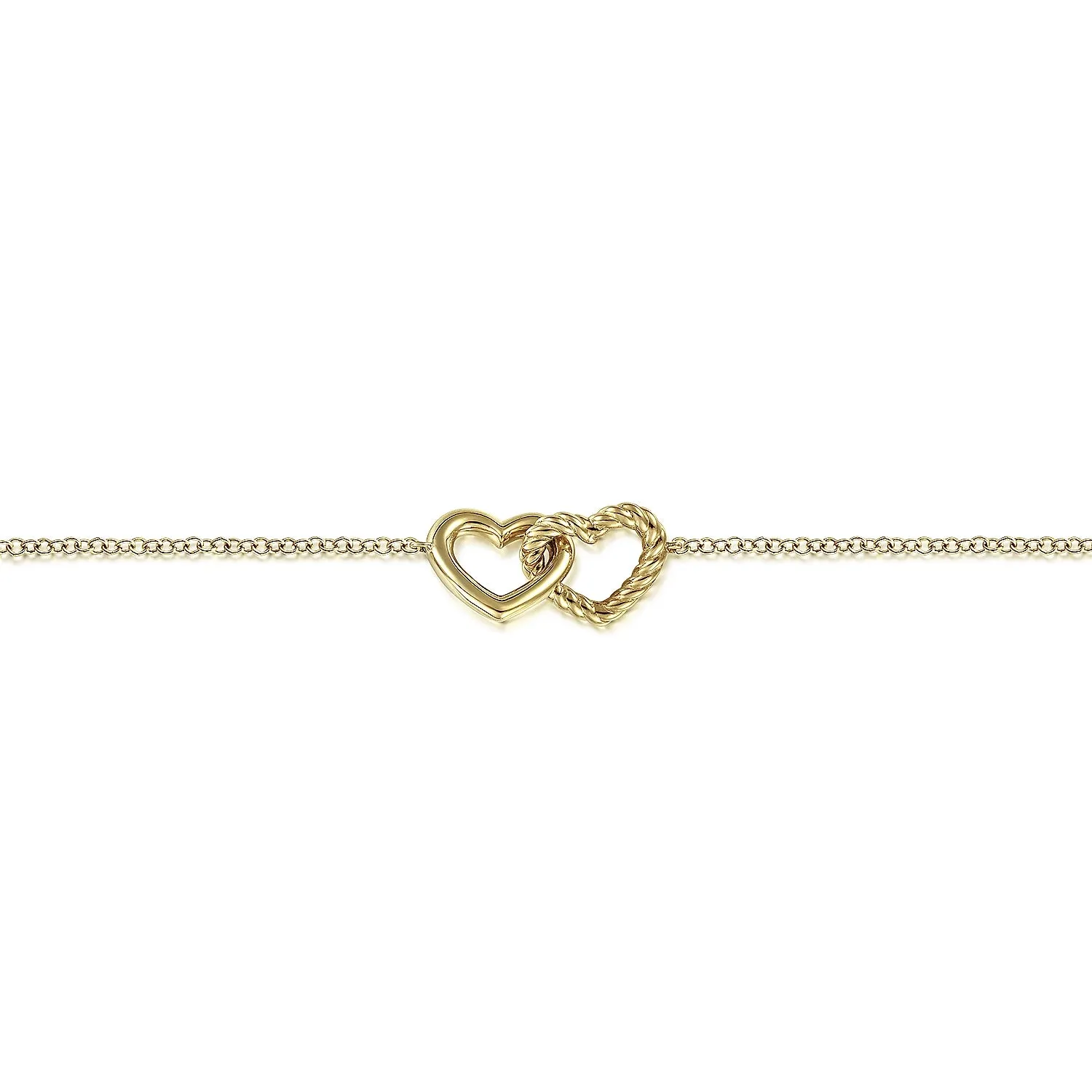 Rope Entwined Hearts Chain Bracelet