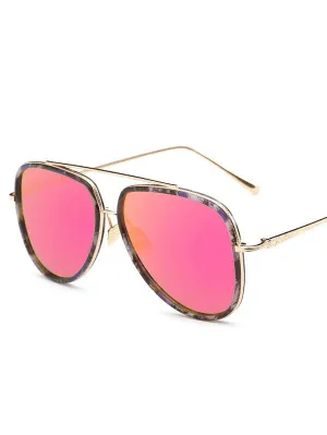 Rose Red Unique Fleck Pilot Sunglasses