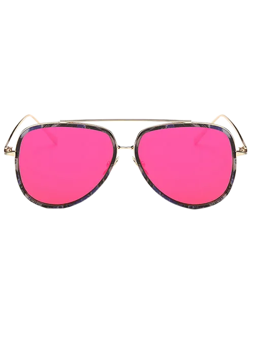 Rose Red Unique Fleck Pilot Sunglasses
