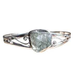 Rough Aquamarine Solid 925 Sterling Silver Cuff Bracelet