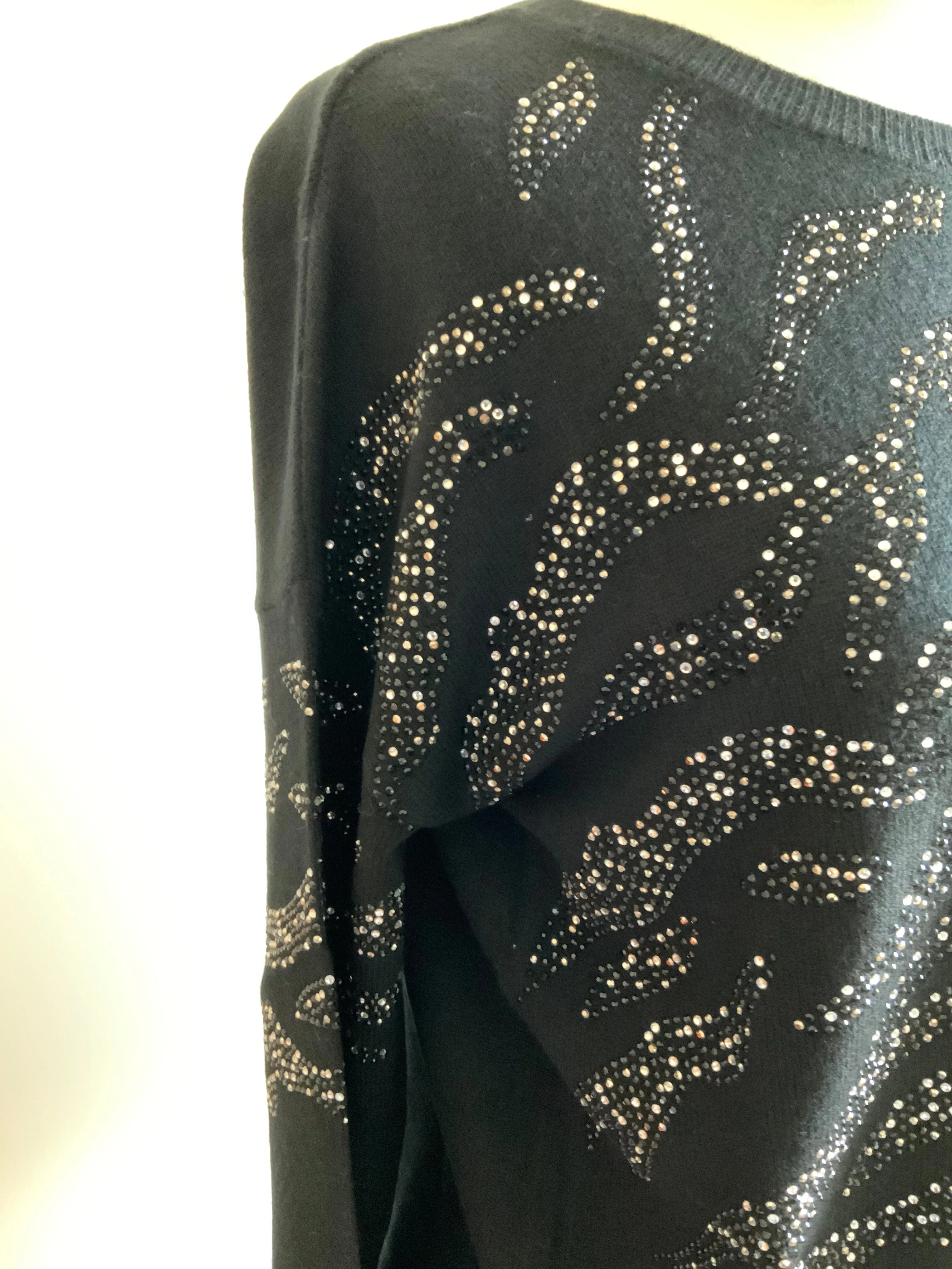 Round Neck Sweater W/Crystal Detail