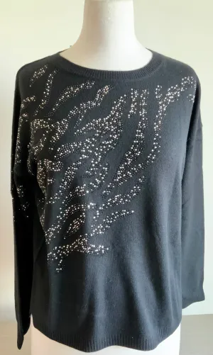Round Neck Sweater W/Crystal Detail