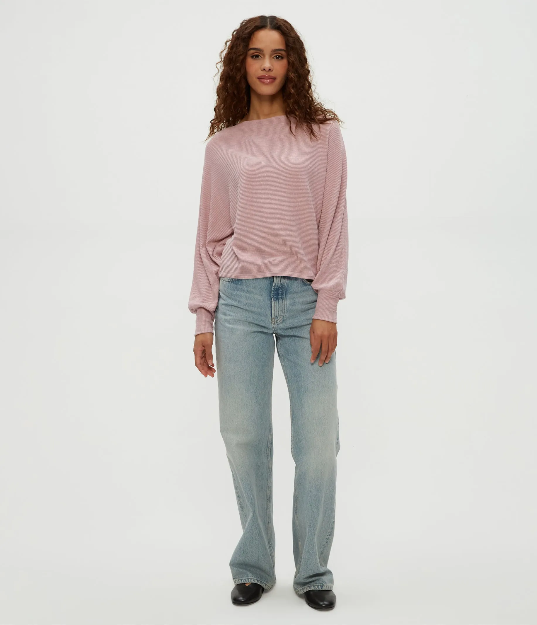 Roxy Balloon Sleeve Ribbed Top