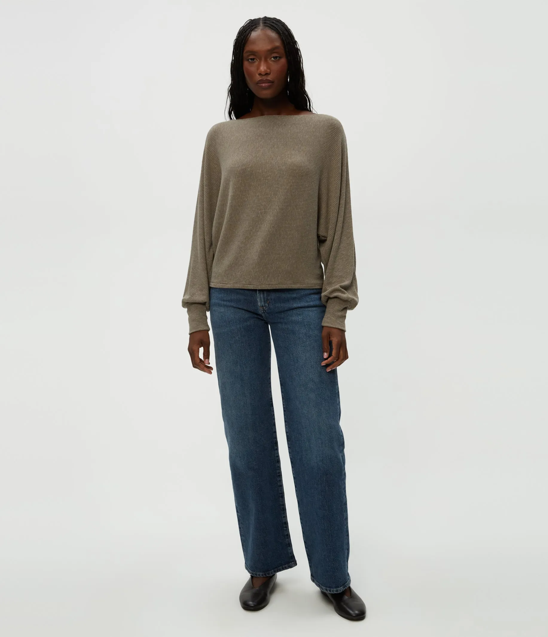 Roxy Balloon Sleeve Ribbed Top