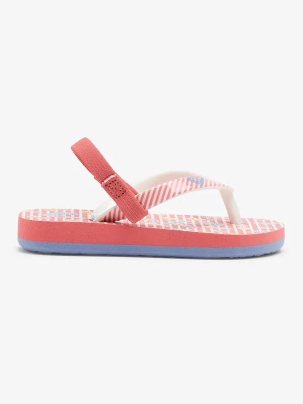Roxy Girls 2-7 Years Pebbles VII Jandal - Red/Stripe