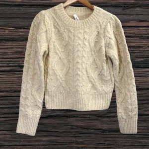 Sadie &amp; Sage Cream Cable Knit Crew Neck Sweater