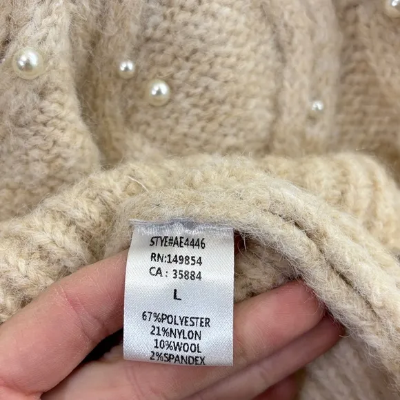 Sadie &amp; Sage Cream Cable Knit Crew Neck Sweater