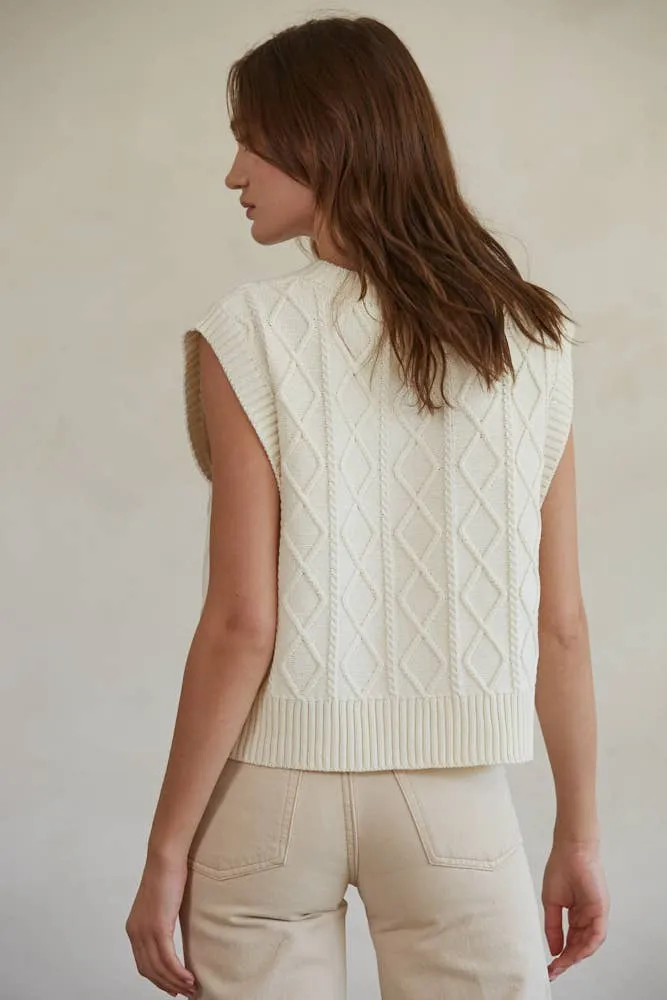 SALE Cable Knit Sweater Vest Top