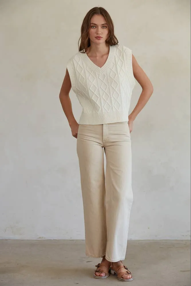 SALE Cable Knit Sweater Vest Top