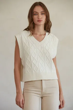 SALE Cable Knit Sweater Vest Top