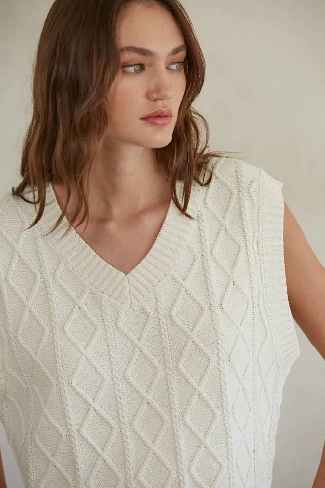 SALE Cable Knit Sweater Vest Top