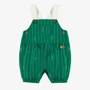 Salopette verte à rayures et motifs, naissance || Green overalls with stripes and all over print, newborn