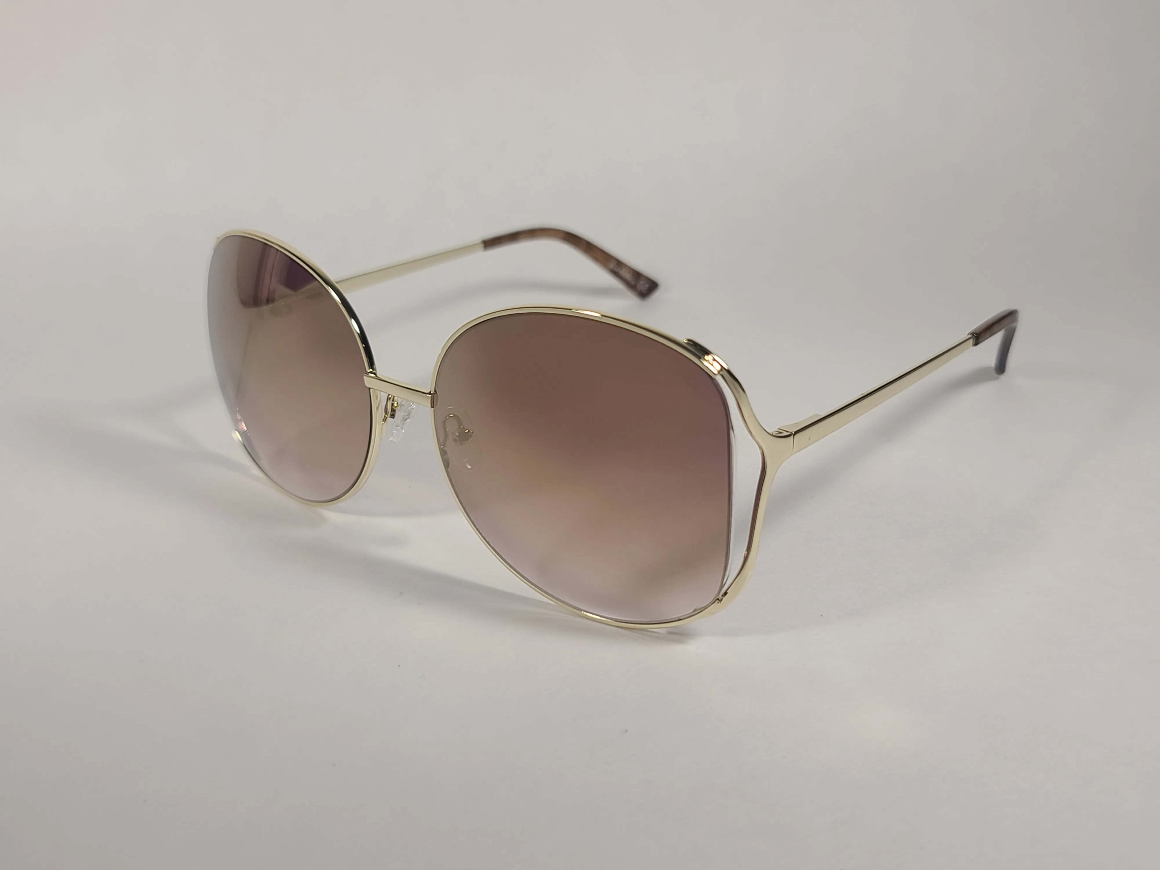 Sam Edelman Oversize Vented Sunglasses Gold Tone Frame Gold Mirror Lens SE145 GLD