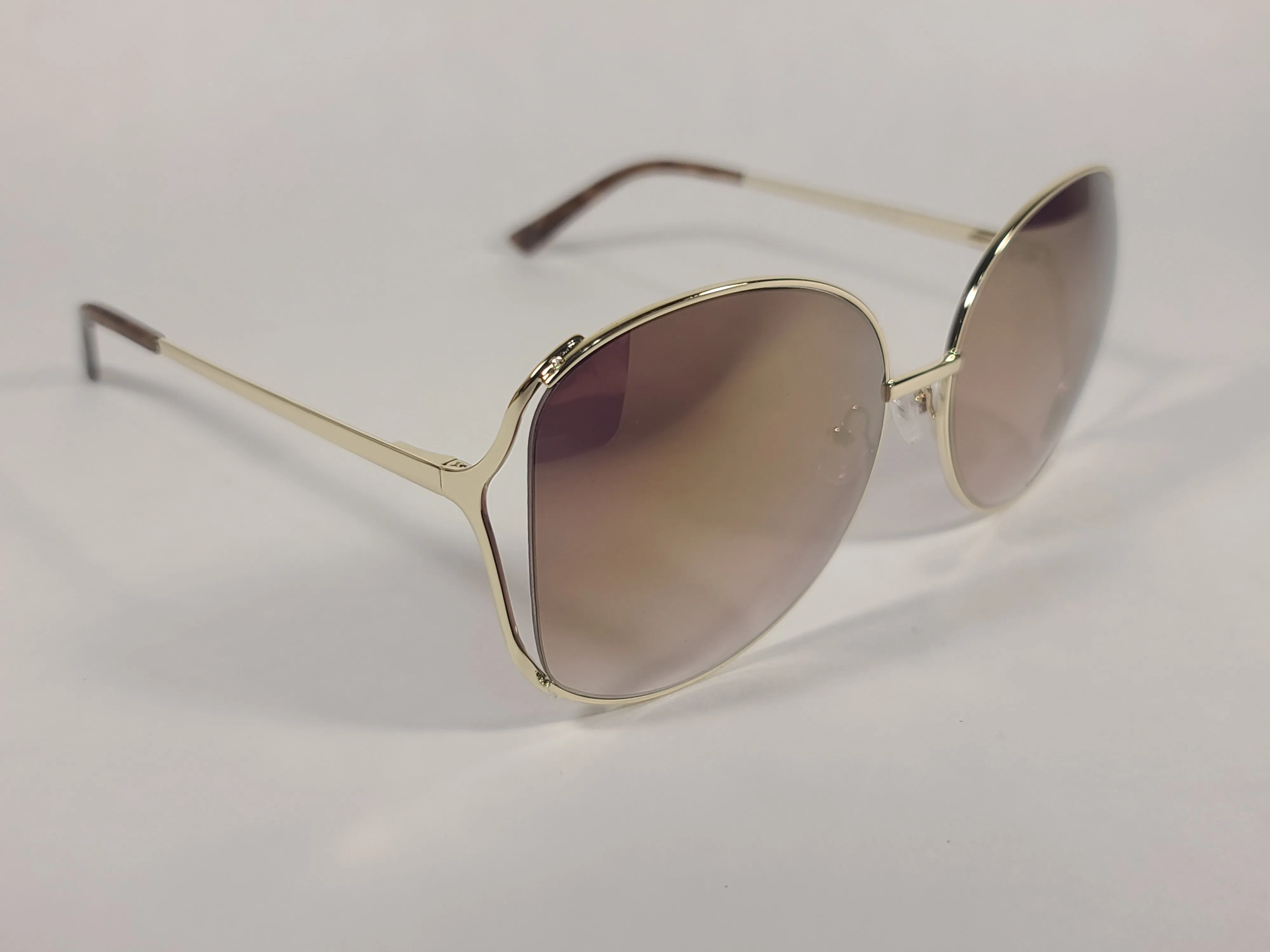 Sam Edelman Oversize Vented Sunglasses Gold Tone Frame Gold Mirror Lens SE145 GLD